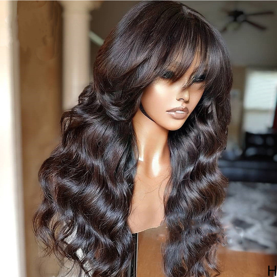 30Inch Body Wave Brazilian Human Hair Wigs With Bangs