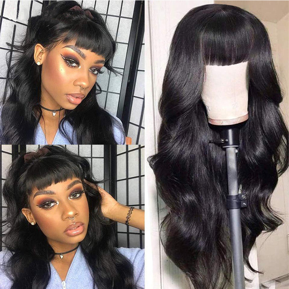 30Inch Body Wave Brazilian Human Hair Wigs With Bangs