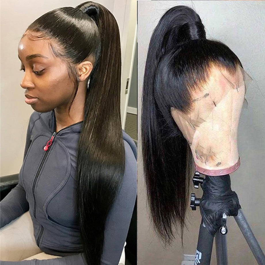 360 FULL HD Lace Straight Human Hair Wigs Pre Plucked With Baby 32inch 30 Inch