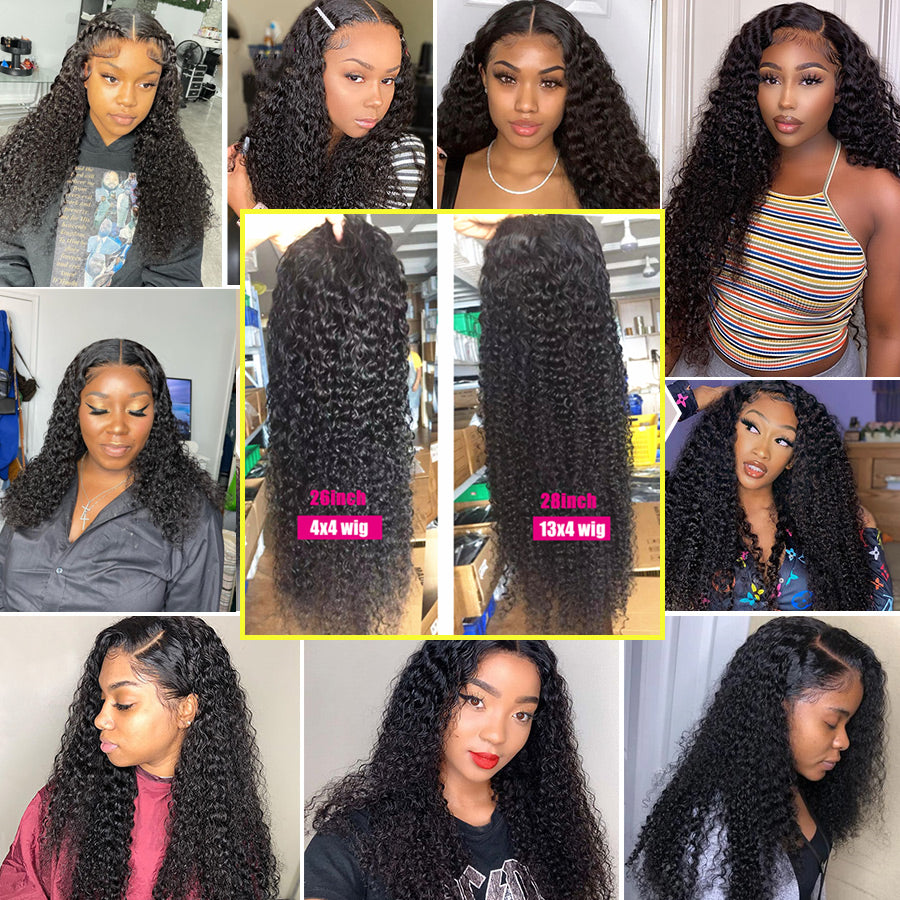 13x4 Deep Wave-Kinky Curly Lace Front Human Hair Wigs