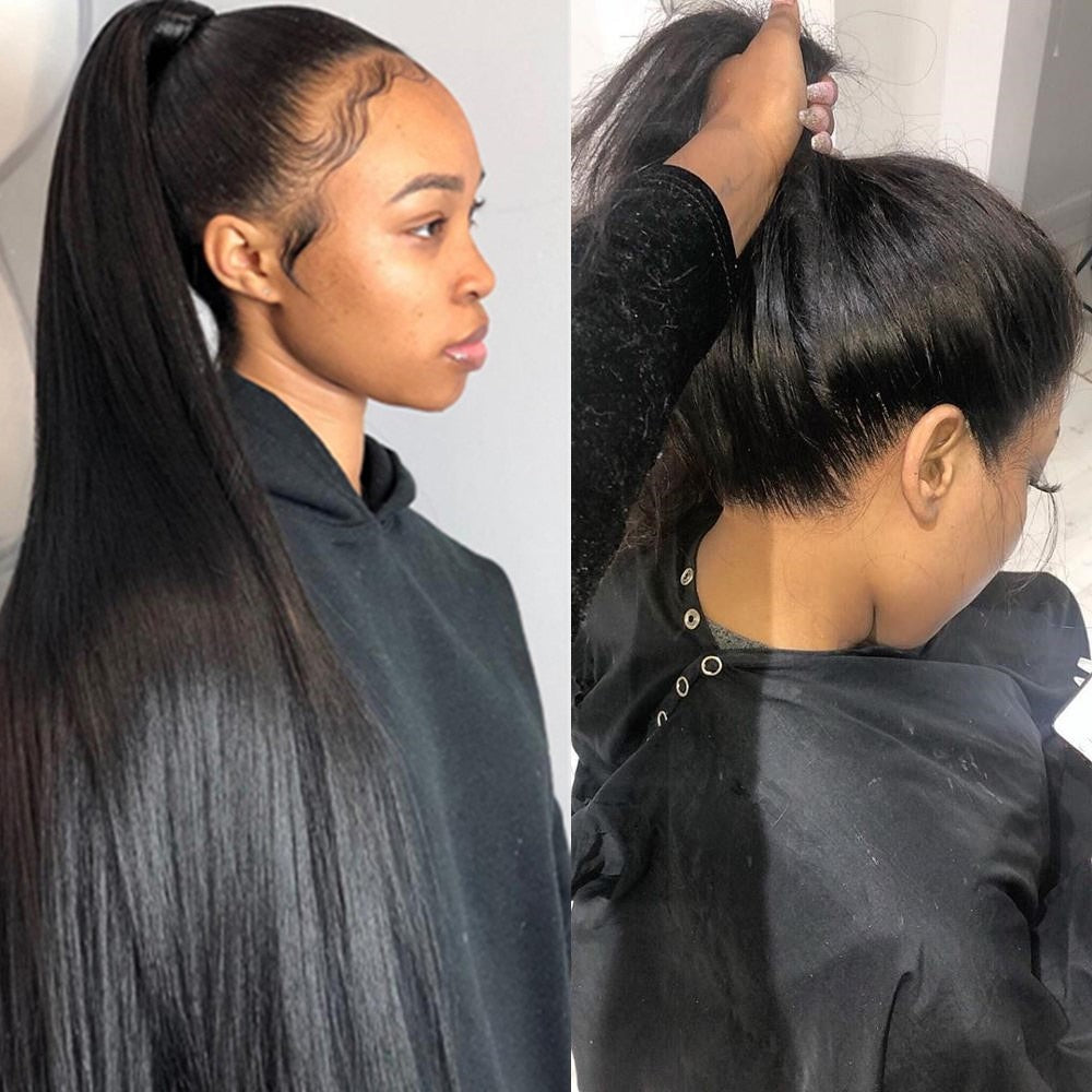 360 FULL HD Lace Straight Human Hair Wigs Pre Plucked With Baby 32inch 30 Inch
