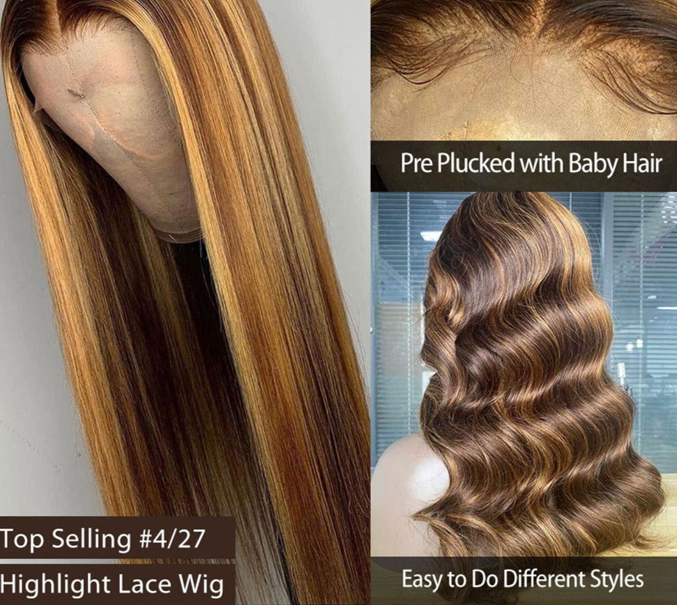 13x4 Ombre Straight Blonde Colored Lace Front Human Hair Wig|30inch