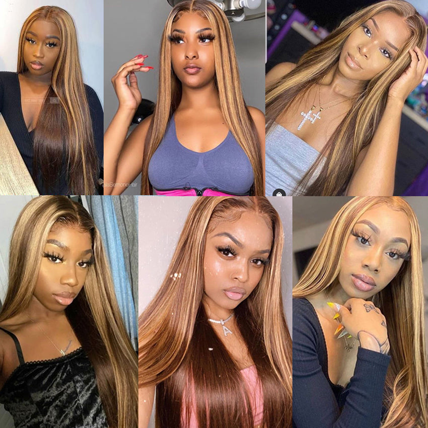 13x4 Ombre Straight Blonde Colored Lace Front Human Hair Wig|30inch