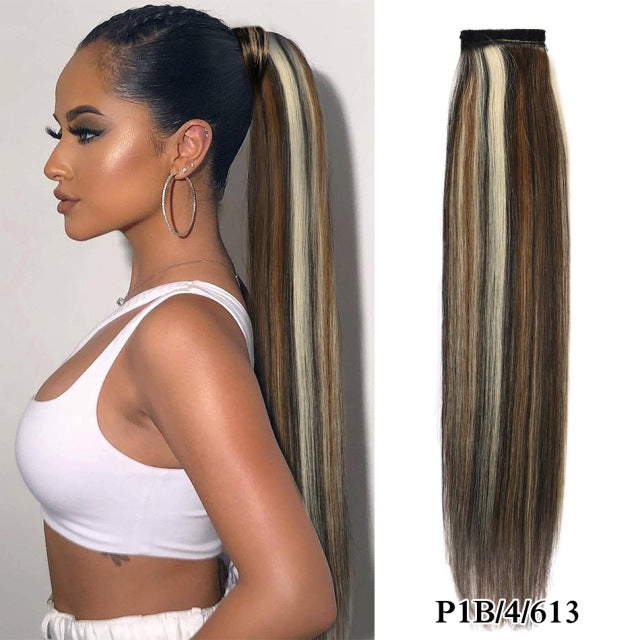 Straight Brazilian Human Hair Ponytail Clip In Extensions