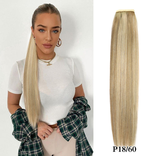 Straight Brazilian Human Hair Ponytail Clip In Extensions