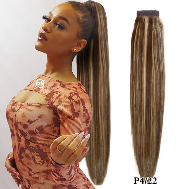 Straight Brazilian Human Hair Ponytail Clip In Extensions