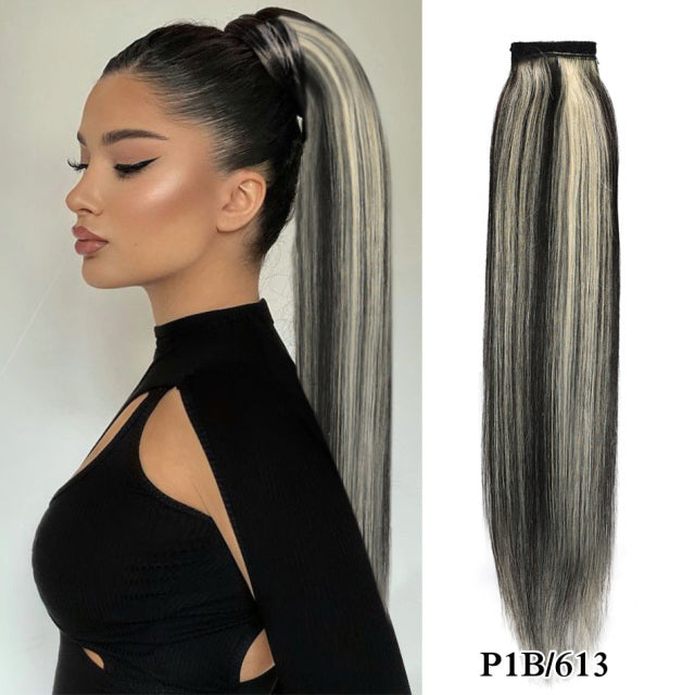 Straight Brazilian Human Hair Ponytail Clip In Extensions