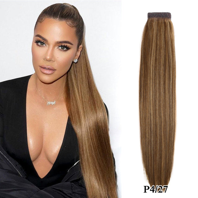 Straight Brazilian Human Hair Ponytail Clip In Extensions