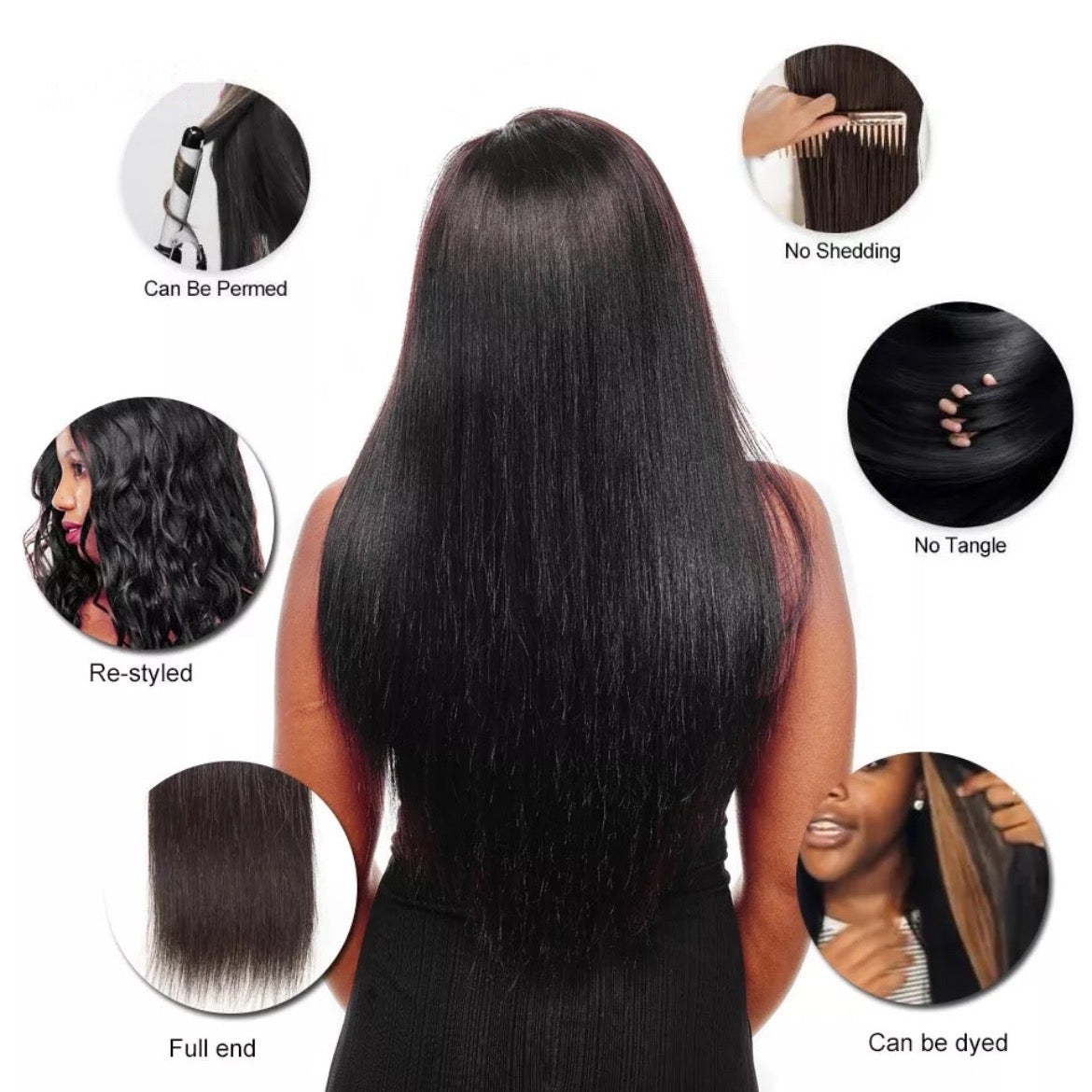 Bone Straight Brazilian Human Hair Bundle|40'' 40'' 40'' With 24''Closure