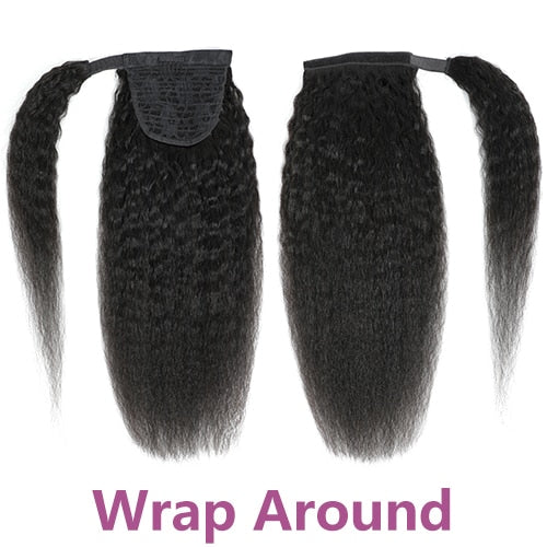 Afro Kinky Straight Ponytail Remy Human Hair Extension