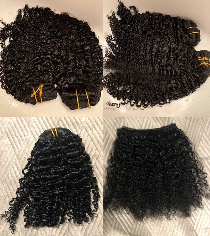 3B 3C Afro Kinky Curly Clip In Hair Extensions Human Hair Full Head Sets