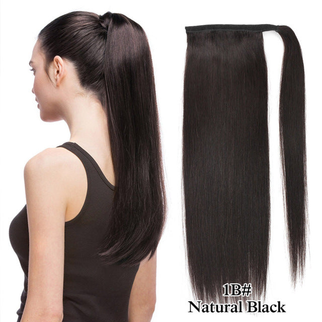 Straight Brazilian Human Hair Ponytail Clip In Extensions