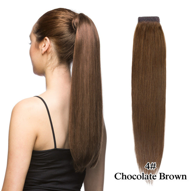 Straight Brazilian Human Hair Ponytail Clip In Extensions