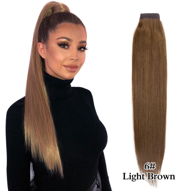 Straight Brazilian Human Hair Ponytail Clip In Extensions