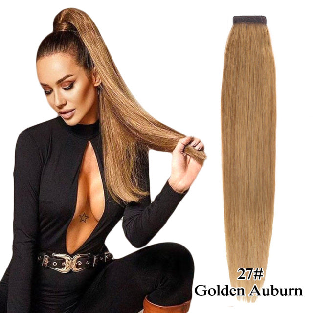 Straight Brazilian Human Hair Ponytail Clip In Extensions