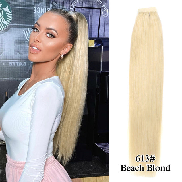 Straight Brazilian Human Hair Ponytail Clip In Extensions