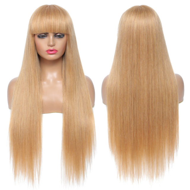 Straight Human Hair Wigs With Bangs