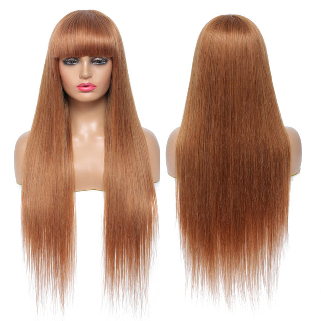 Straight Human Hair Wigs With Bangs