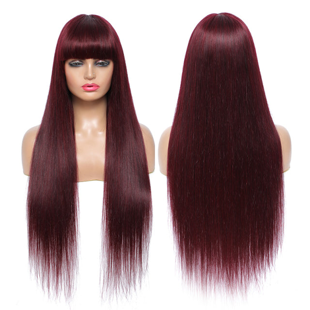 Straight Human Hair Wigs With Bangs