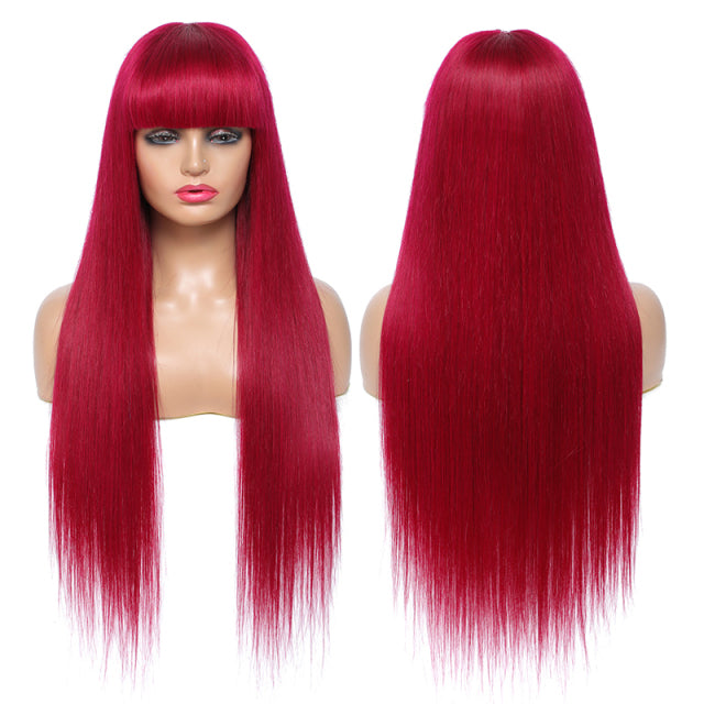 Straight Human Hair Wigs With Bangs