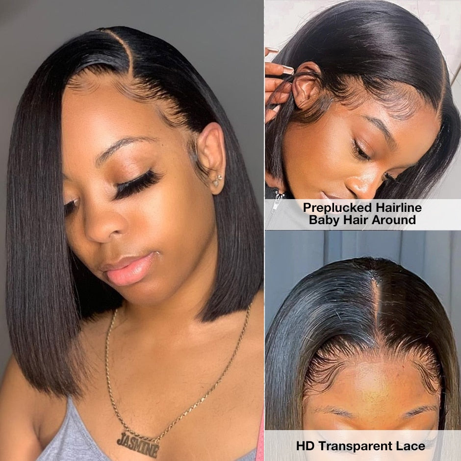 13x6 13x4 Short Straight Bob HD Lace Front Human Hair Wigs for Women DragQueen