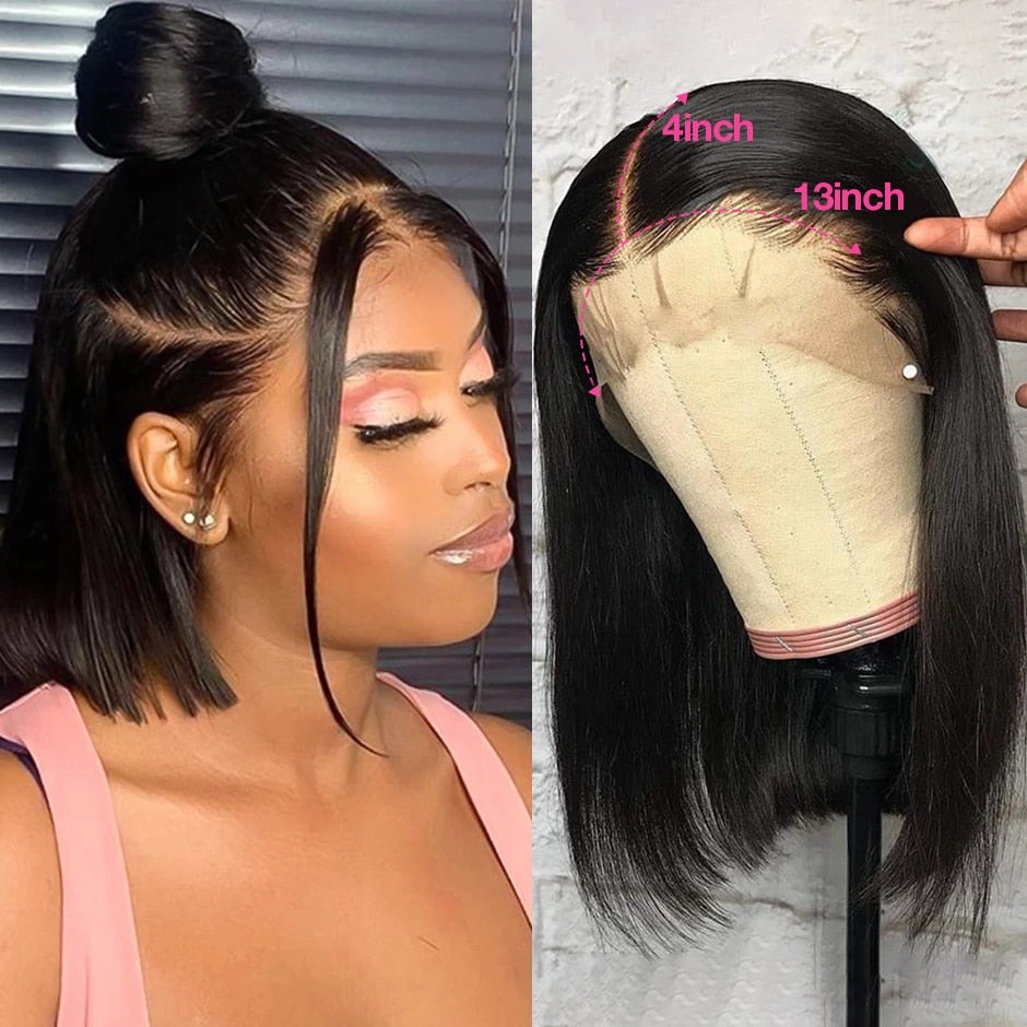 13x6 13x4 Short Straight Bob HD Lace Front Human Hair Wigs for Women DragQueen
