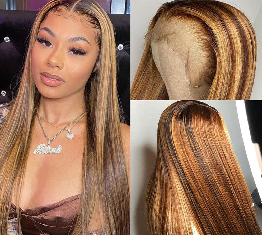 13x4 Ombre Straight Blonde Colored Lace Front Human Hair Wig|30inch