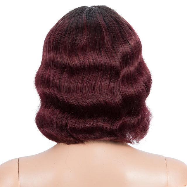Short Loose Wave Human Hair Wigs With Bangs For Women