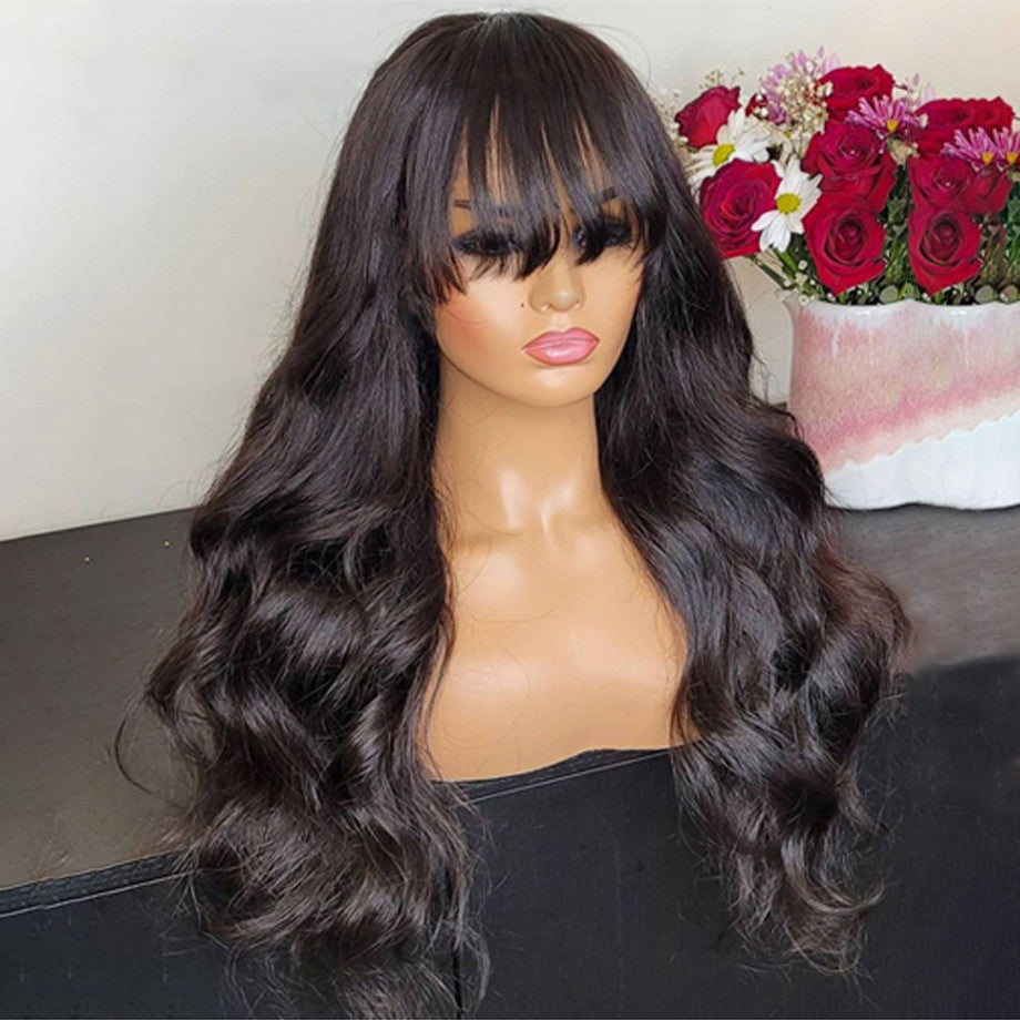 30Inch Body Wave Brazilian Human Hair Wigs With Bangs