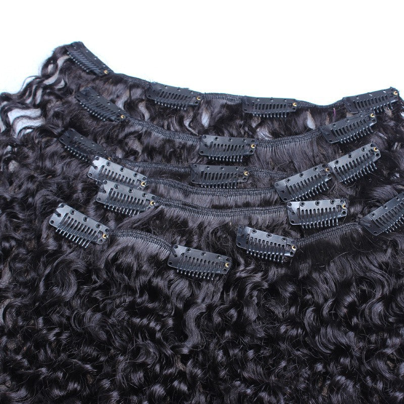 3B 3C Afro Kinky Curly Clip In Hair Extensions Human Hair Full Head Sets