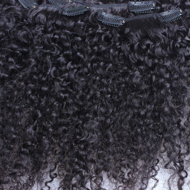 3B 3C Afro Kinky Curly Clip In Hair Extensions Human Hair Full Head Sets