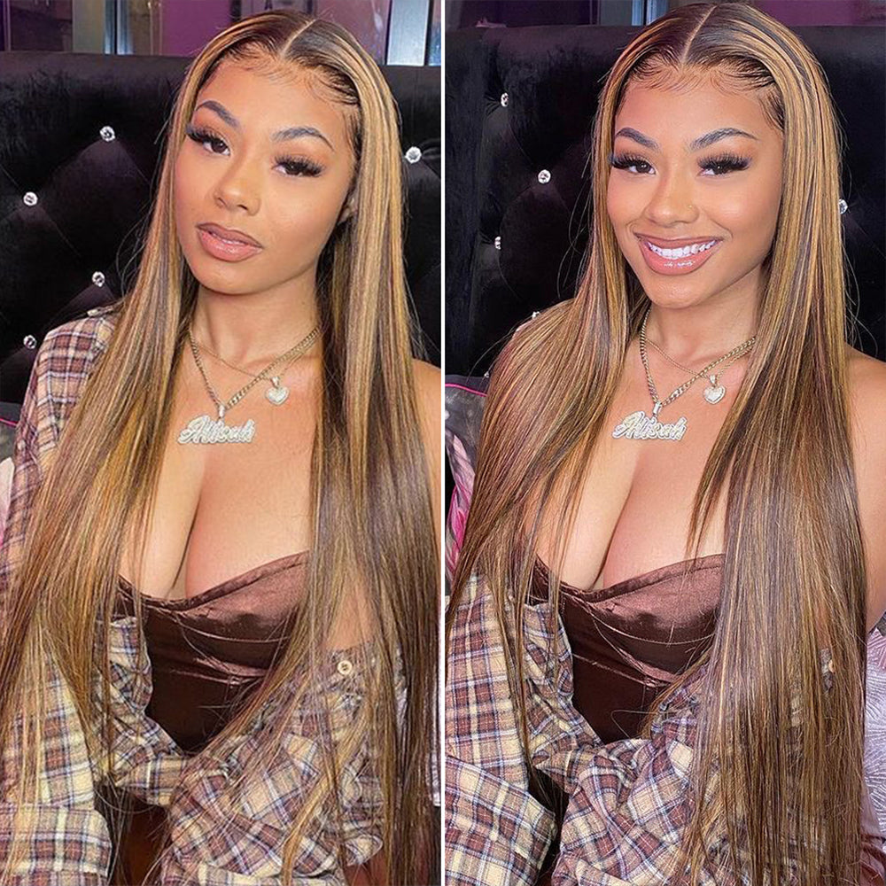 13x4 Ombre Straight Blonde Colored Lace Front Human Hair Wig|30inch