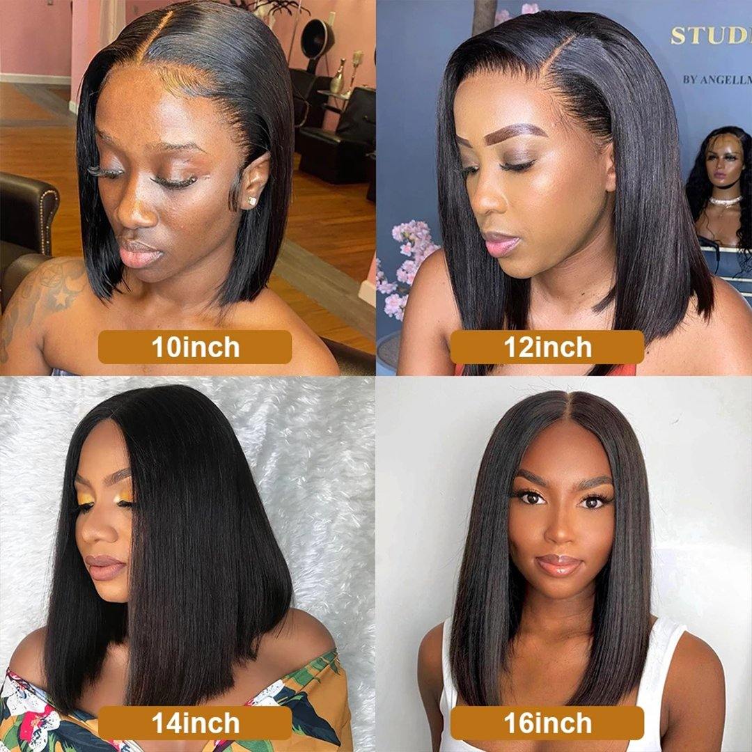 Straight Bone Short Bob Lace Front Human Hair Wigs