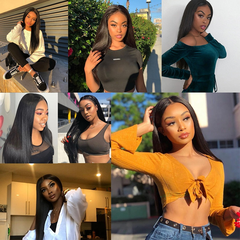 36 38 40 inch Long Straight Remy Human Hair Bundles With Closure