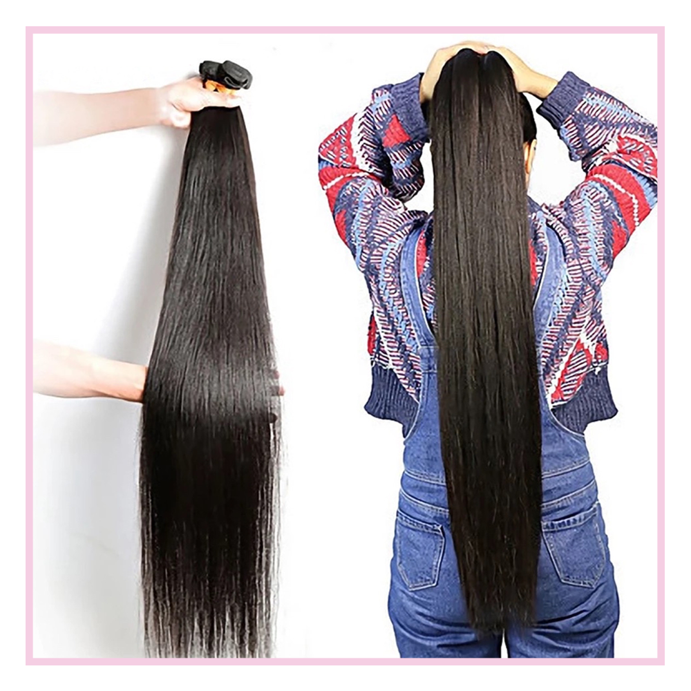 Bone Straight Brazilian Human Hair Bundle|40'' 40'' 40'' With 24''Closure