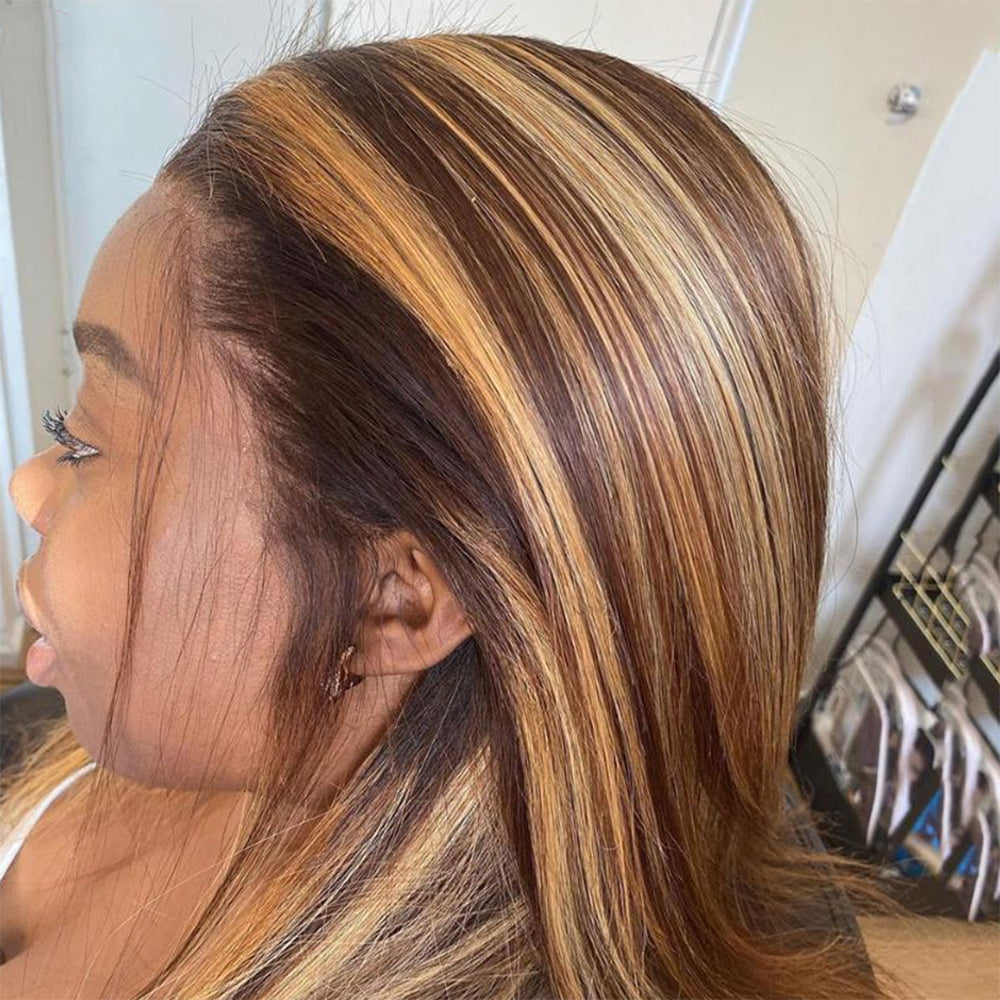 13x4 Ombre Straight Blonde Colored Lace Front Human Hair Wig|30inch