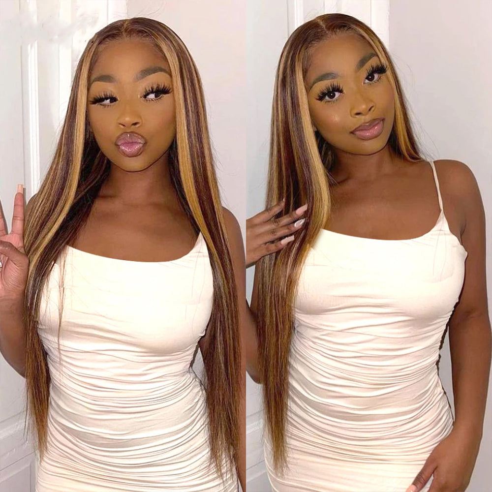 13x4 Ombre Straight Blonde Colored Lace Front Human Hair Wig|30inch