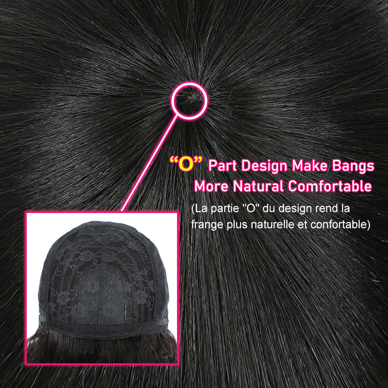 Straight Ombre Brown Brazilian Human Hair Wigs With Bangs