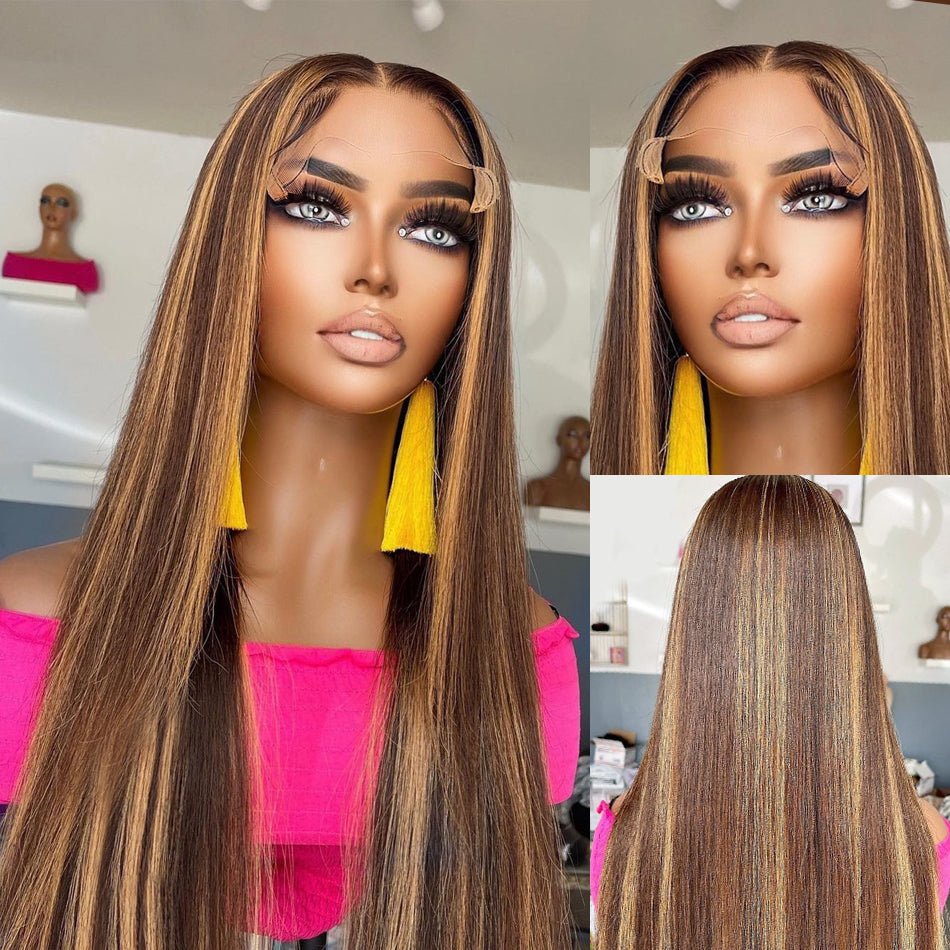 13x4 Ombre Straight Blonde Colored Lace Front Human Hair Wig|30inch