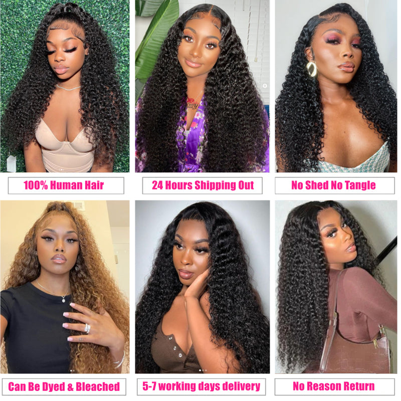 13x4 Deep Wave-Kinky Curly Lace Front Human Hair Wigs