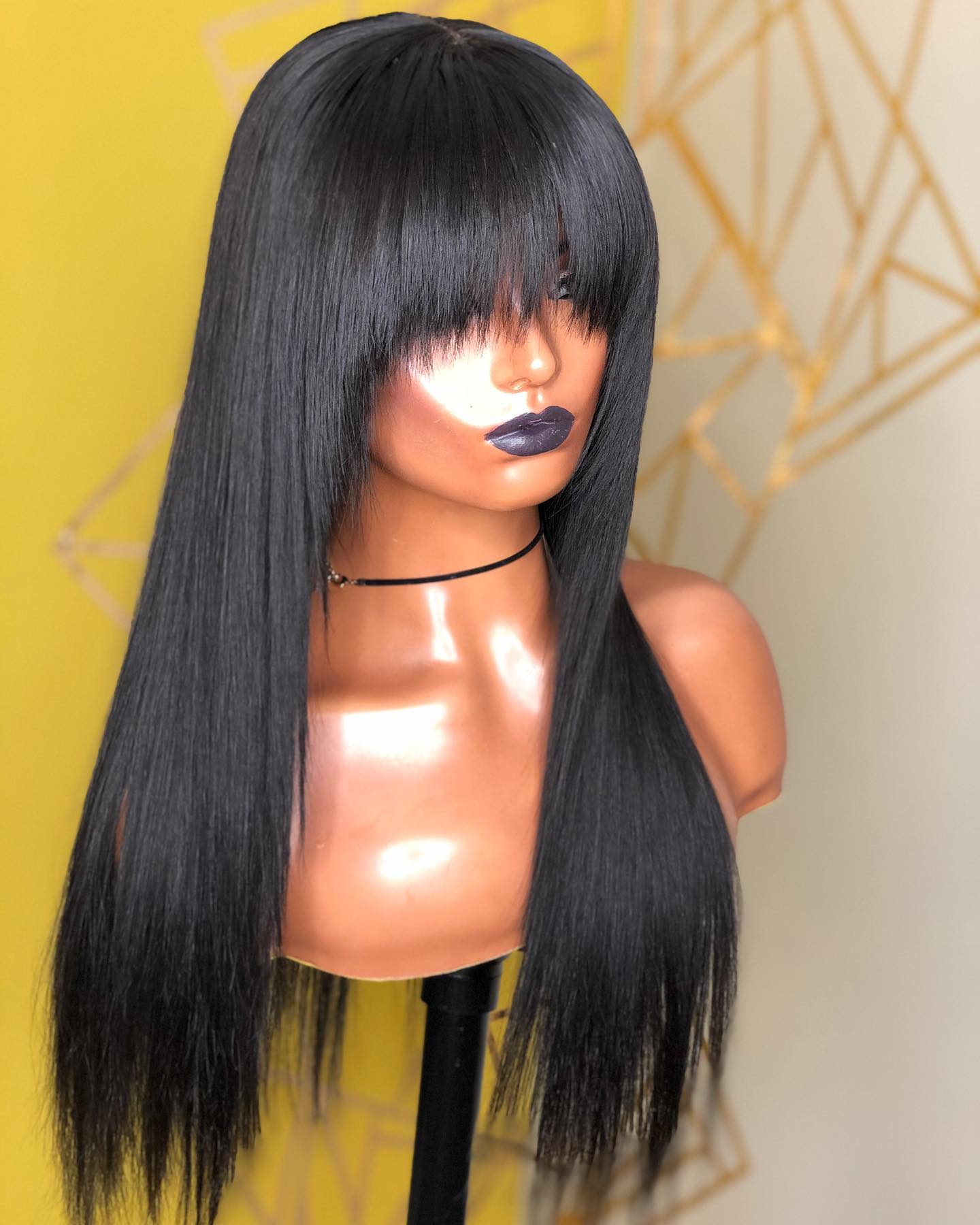 Long Straight 32inch Hair Wig With Fringe Bangs|Silky Hair| Bob Wigs
