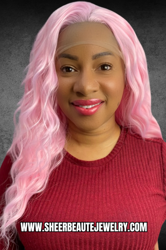 Pink Short Shoulder Length Lace Front Wig