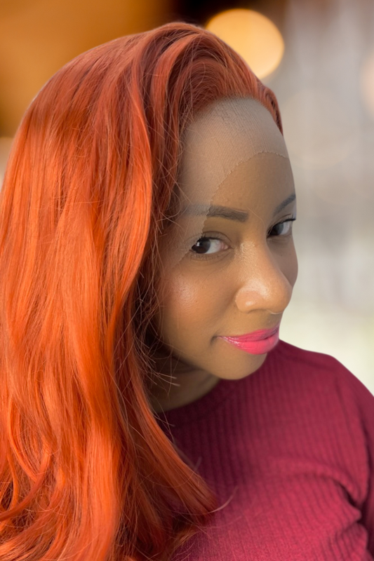 Copper Red Lace Front Wig Long Body Wavy Auburn Synthetic 13X3 Lace Front Wigs Glueless Brown Red Hair Pre Plucked Free Part Heat Resistant Hair 