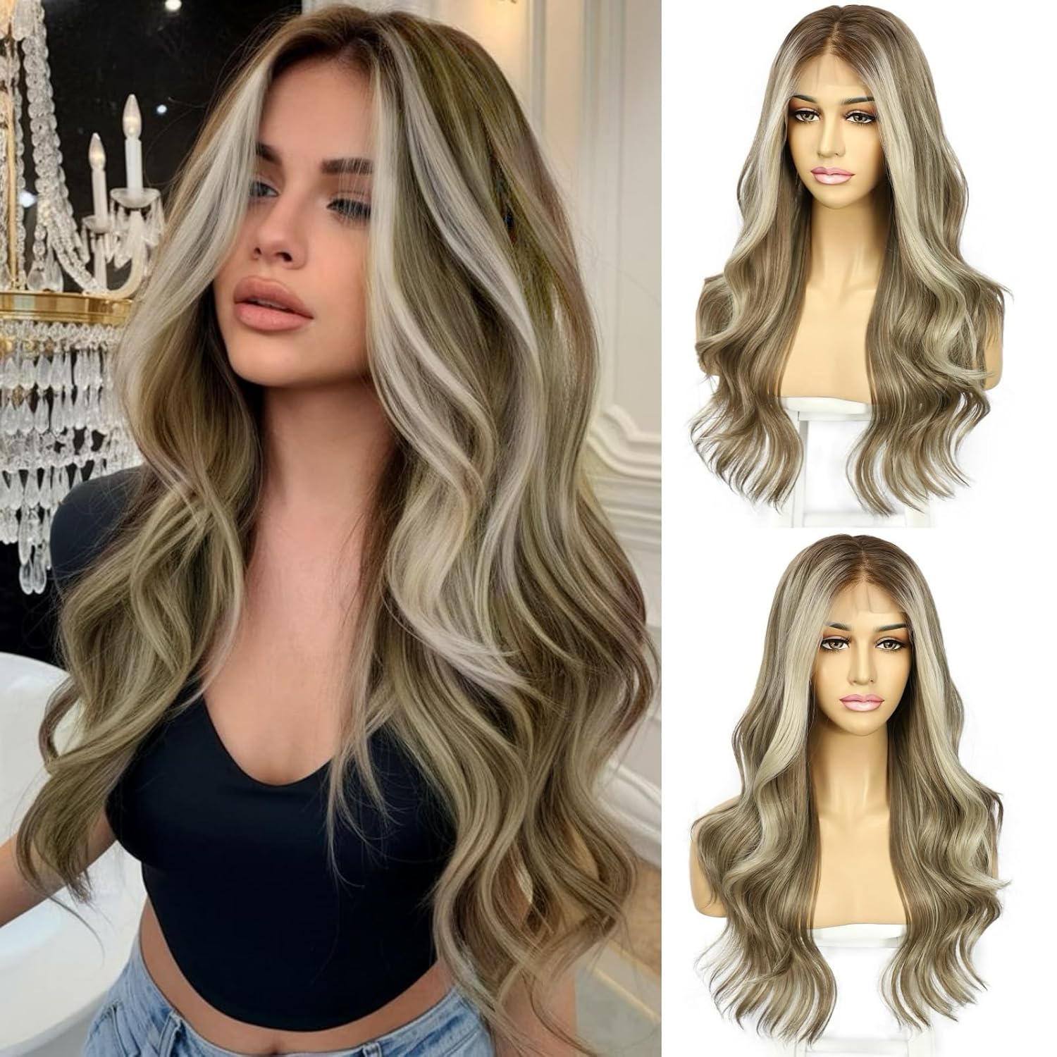 13x4 Lace Front Wavy Wig – Highlight Synthetic