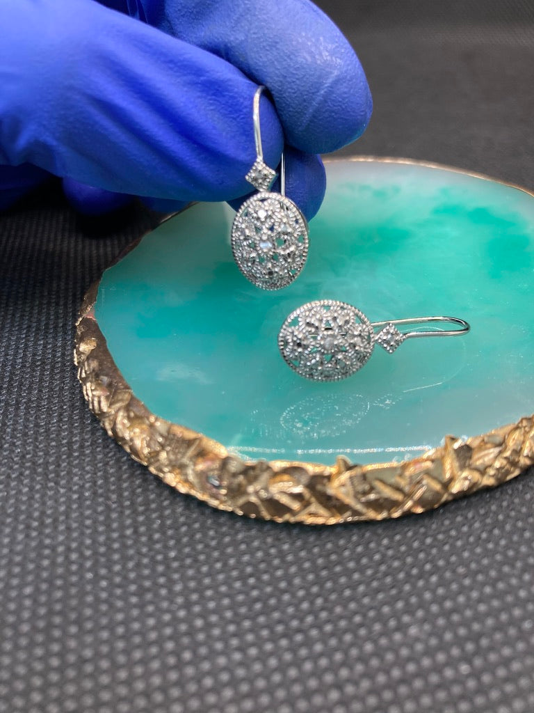 Diamond Drop Earring,Earrings Dangle Sterling Silver,Leverback Drop Minimalist dangly earrings