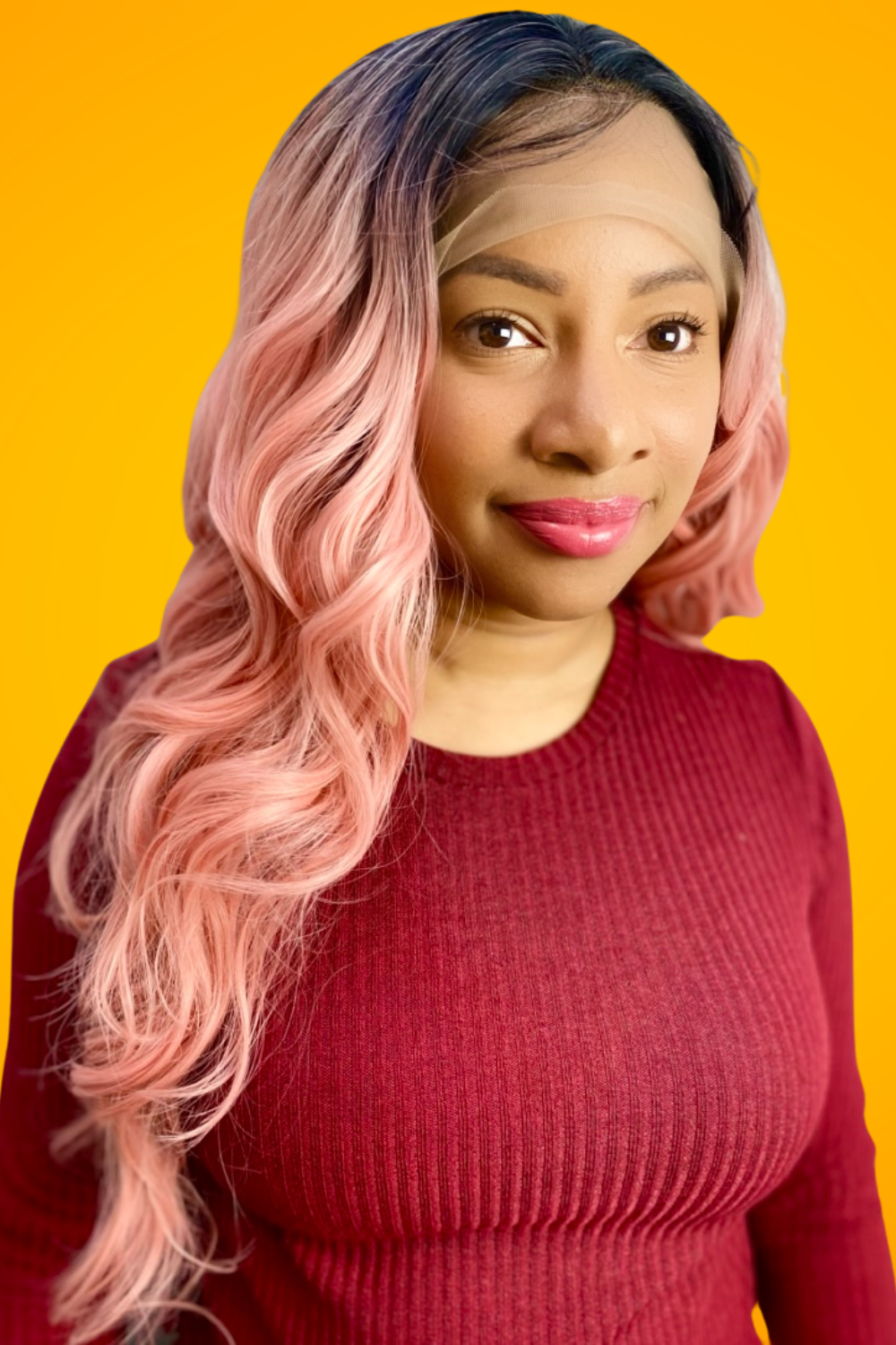 Peach Pink Wig,Pink Lace Wig,Lace Front Wig