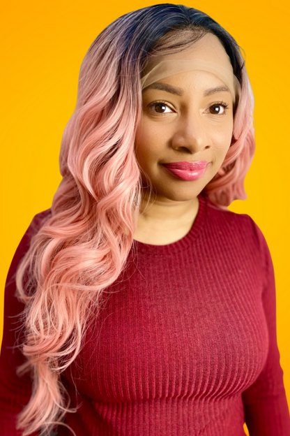 Peach Pink Wig,Pink Lace Wig,Lace Front Wig