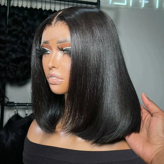 6x6 Short Bob Wig Lace Frontal Wig 100% Human Hair 180% Density 13x4 Bone Straight Bob Wig Lace Front Human Hair Wigs For Women