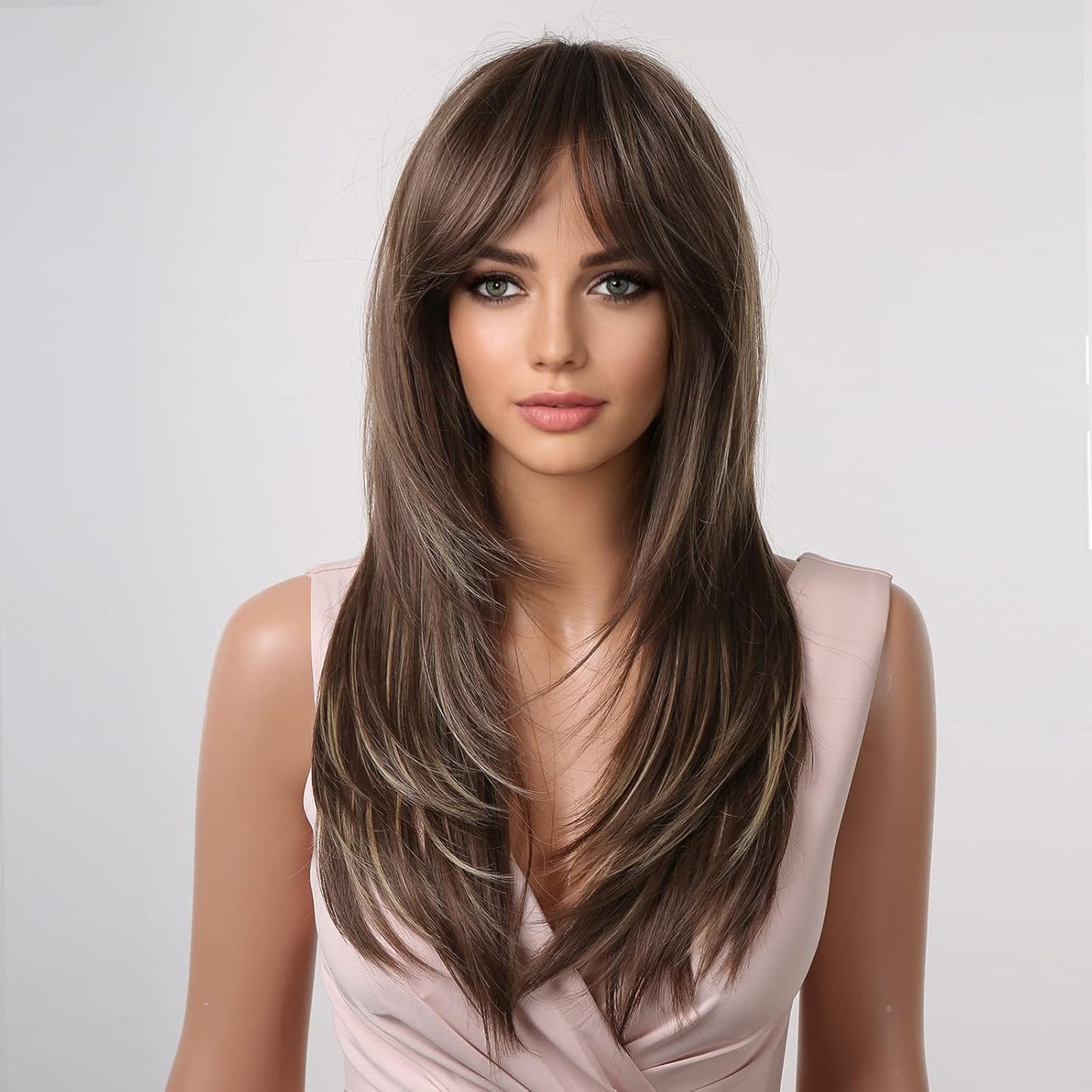 Layered Synthetic Hair Wigs with Bang