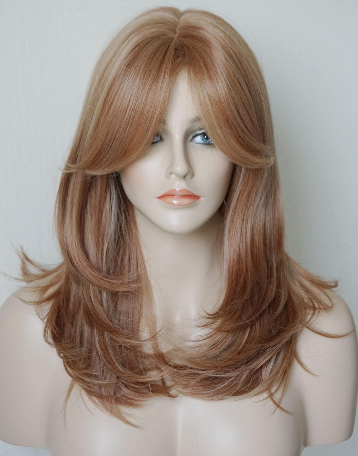 layered wig, shoulder-length wig, bangs wig, synthetic wig, heat-resistant wig, cosplay wig, daily wear wig, party wig, wedding wig, wig for women